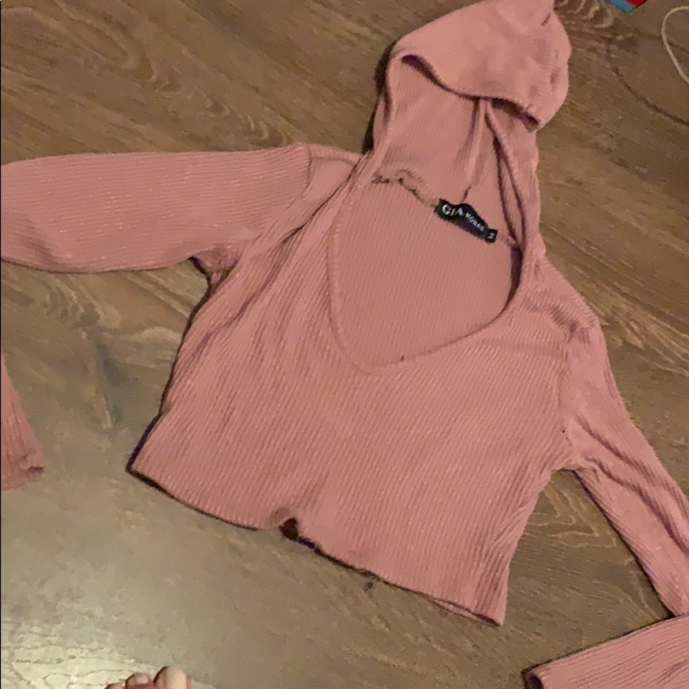 Crop sweater with hood